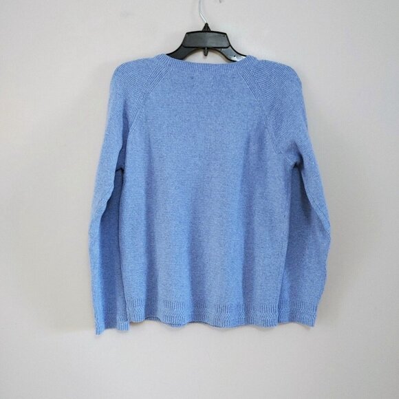 Lucky Brand Womens Pullover Sweater  Size Medium Blue Ribbed Cotton Blend - Picture 3 of 5